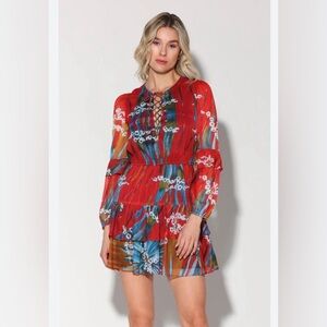 NWT flawed Walter Baker Devina Dress, Size XL Color Rio Palm